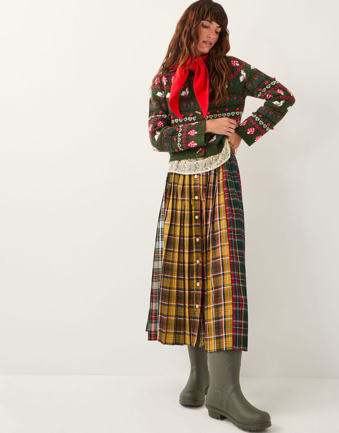 Monsoon x Sarah Corbett-Winder Duck Fair Isle Cardigan, Green (KHAKI), large