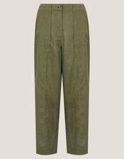 Jolie Regular Linen Wide Leg Trousers, Green (KHAKI), large