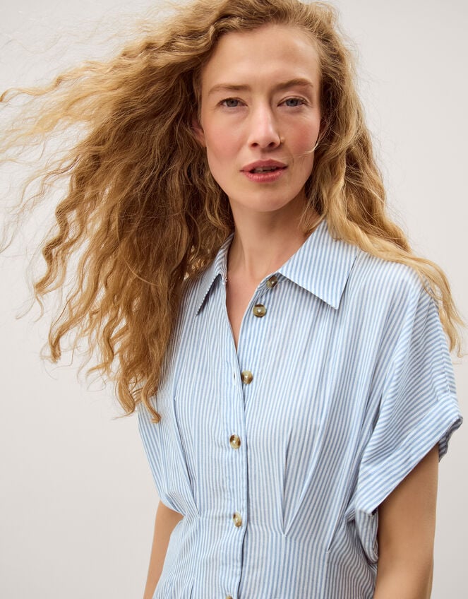 monsoon shirt dress Embroidered Spot Shirt Dress in LENZING ECOVERO Blue