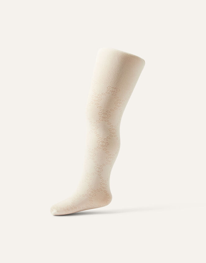 Baby Butterfly Plush Diamond Tights, Ivory (IVORY), large