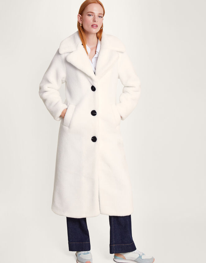 Trinity Long Teddy Coat, Ivory (IVORY), large