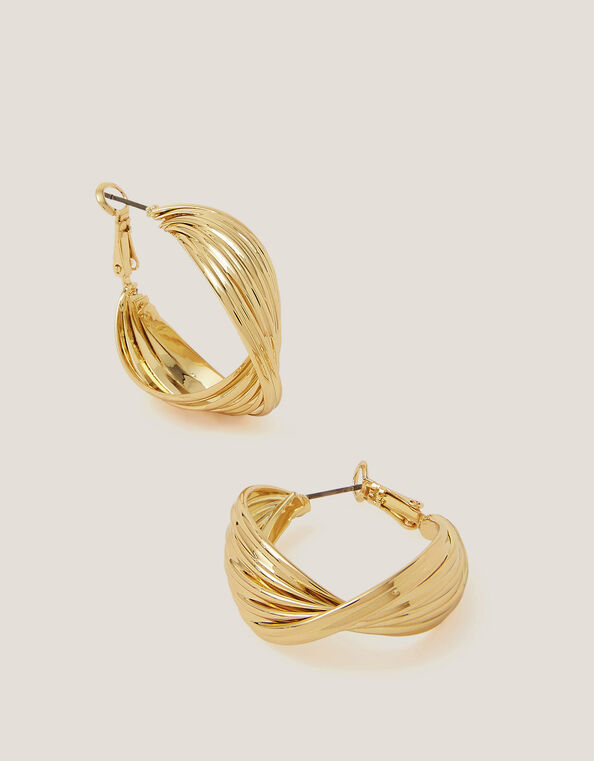 Textured Twist Hoop Earrings, , large