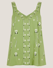 Fia Embroidered Cami Top, Green (GREEN), large