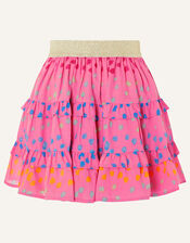 Rainbow Spot Frill Skirt, Pink (BRIGHT PINK), large