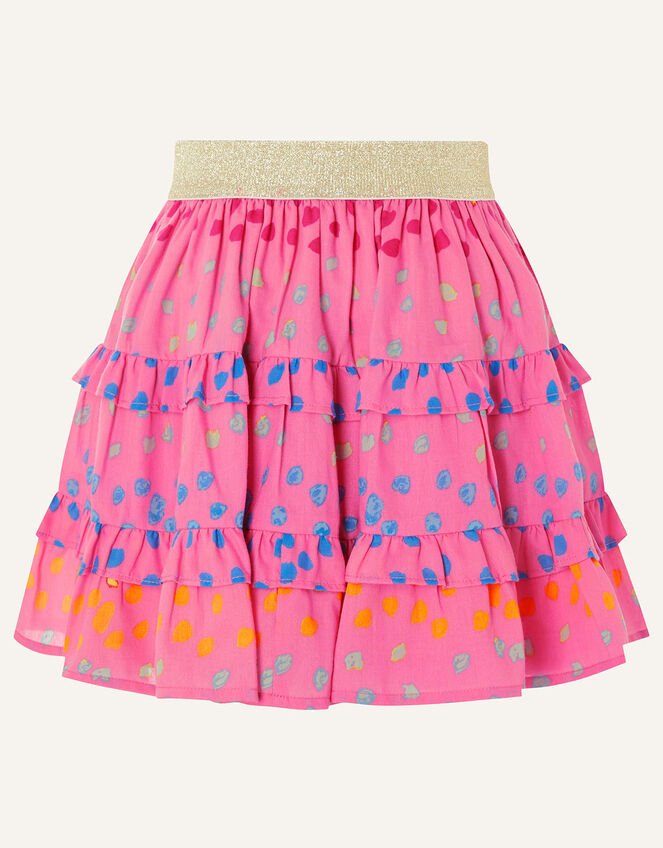Rainbow Spot Frill Skirt, Pink (BRIGHT PINK), large