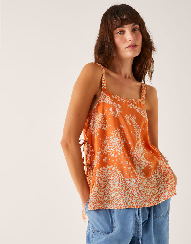 Madison Paisley Print Cami Top, Orange (ORANGE), large