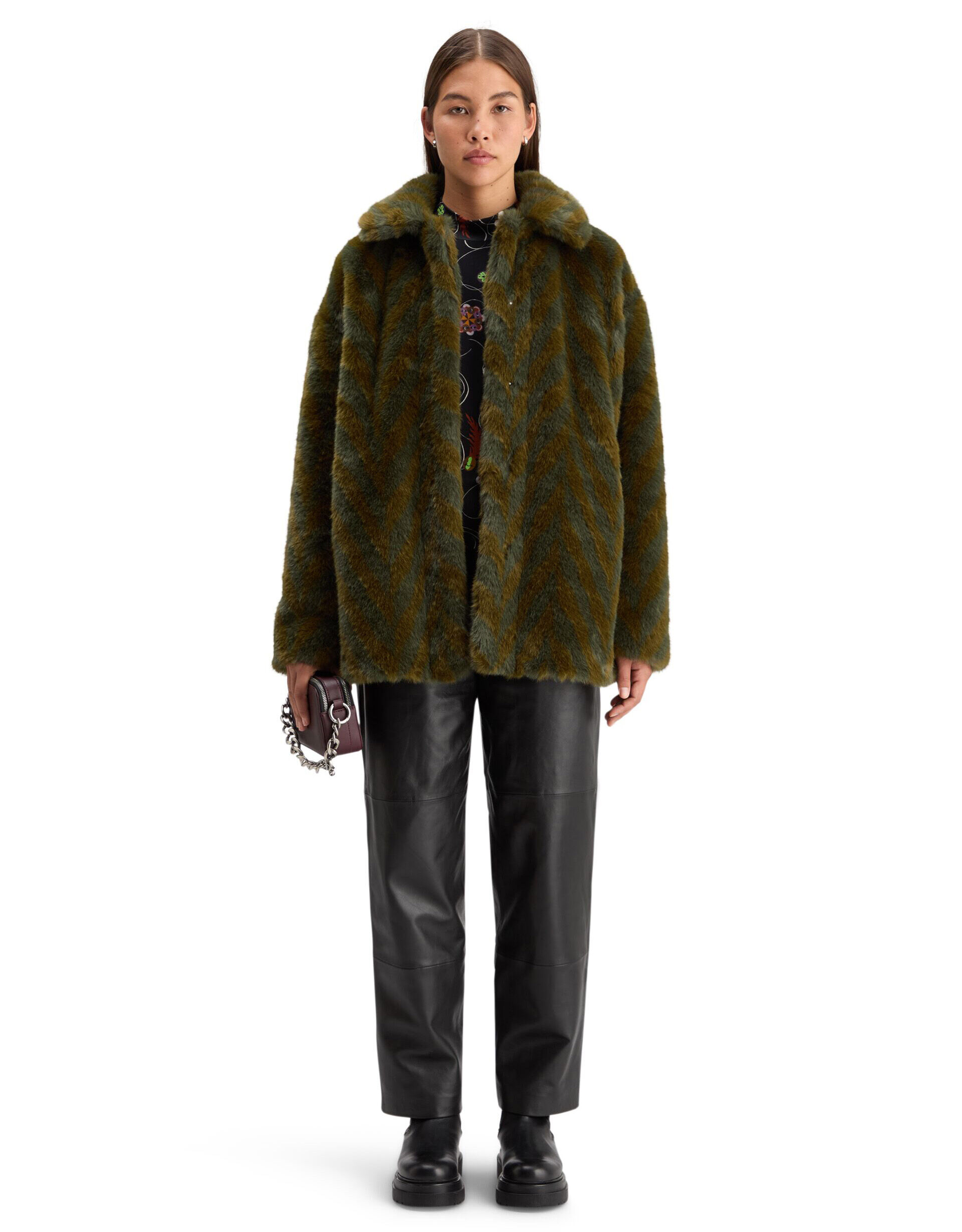 Olive green fur coat on sale