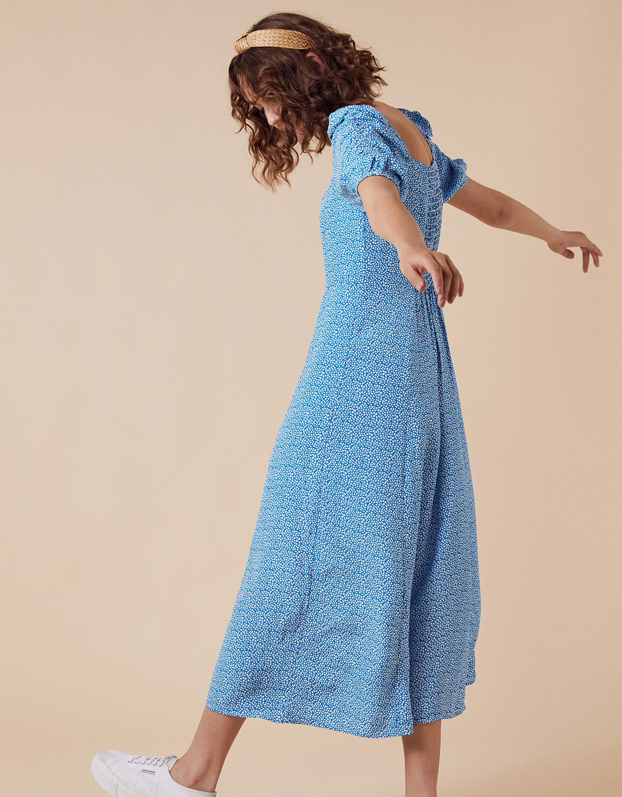 Ditsy print midi dress discount