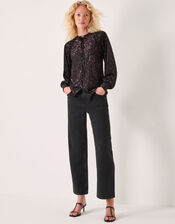 Dory Sparkle Devoré Shirt, Black (BLACK), large