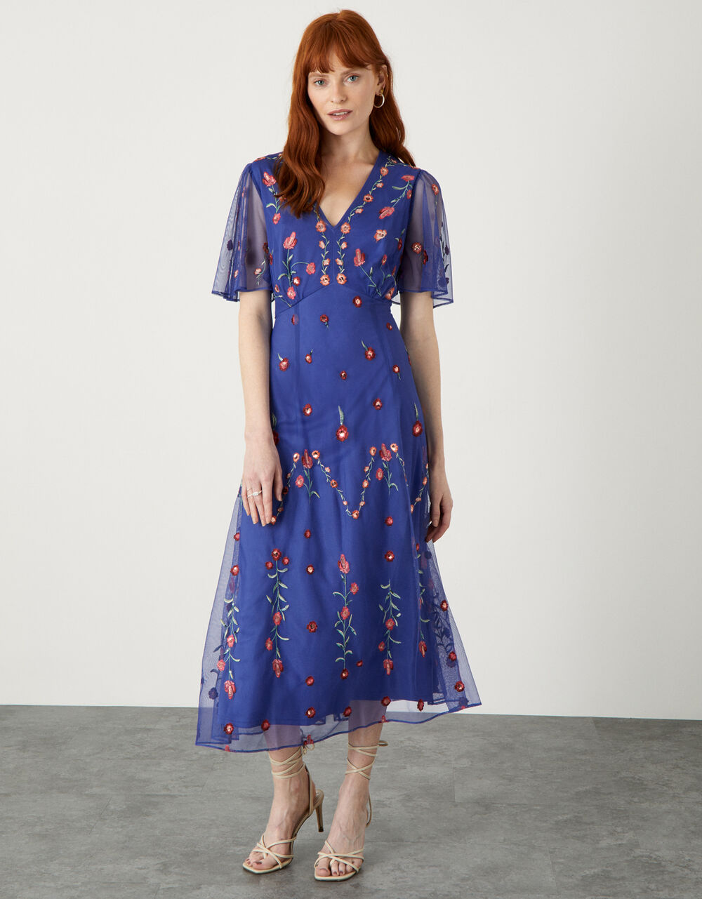Women Dresses | Priya Embroidered Midi Dress Blue - ZZ85871