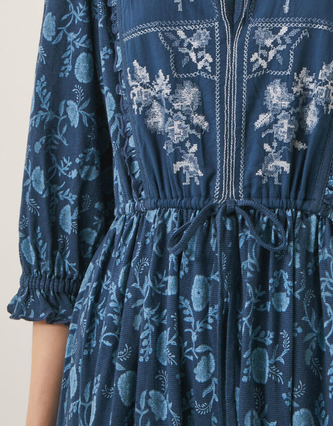 Sofia Floral Print Jersey Midi Dress, Blue (BLUE), large