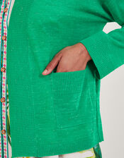 Pocket Cardigan in Linen Blend, Green (GREEN), large