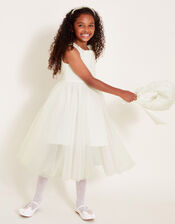 Cheryl 3D Flower Scuba Dress, Ivory (IVORY), large