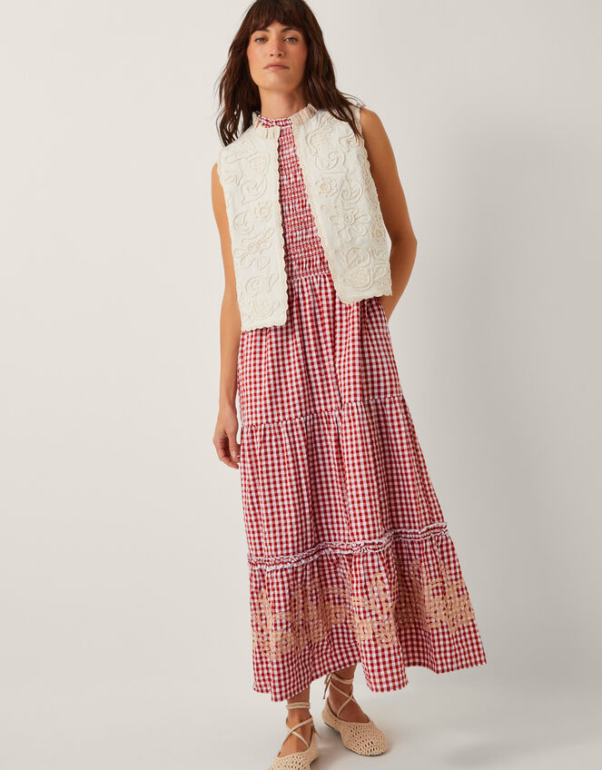 Mali Floral Embroidered Waistcoat, White (WHITE), large