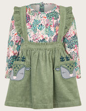 Baby Print Top and Corduroy Pinafore Set, Green (GREEN), large