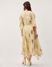 Lydia V-Neck Shimmer Midi Dress, Cream (CREAM), large