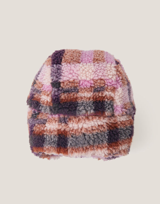 Check Print Trapper Hat, Pink (PINK), large