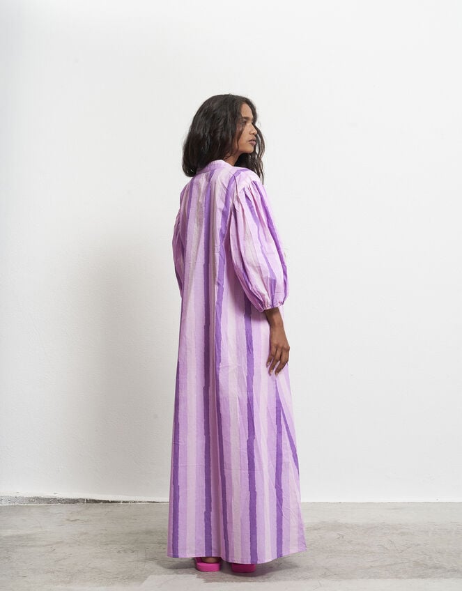 Par & Escala Tere Puff Sleeve Stripe Maxi Dress, Pink (PINK), large