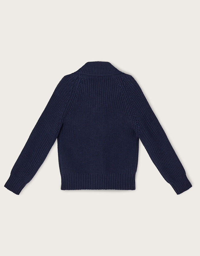Shawl Collar Cardigan, Blue (NAVY), large