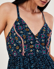 Embellished Print Maxi Cami Dress, Blue (NAVY), large