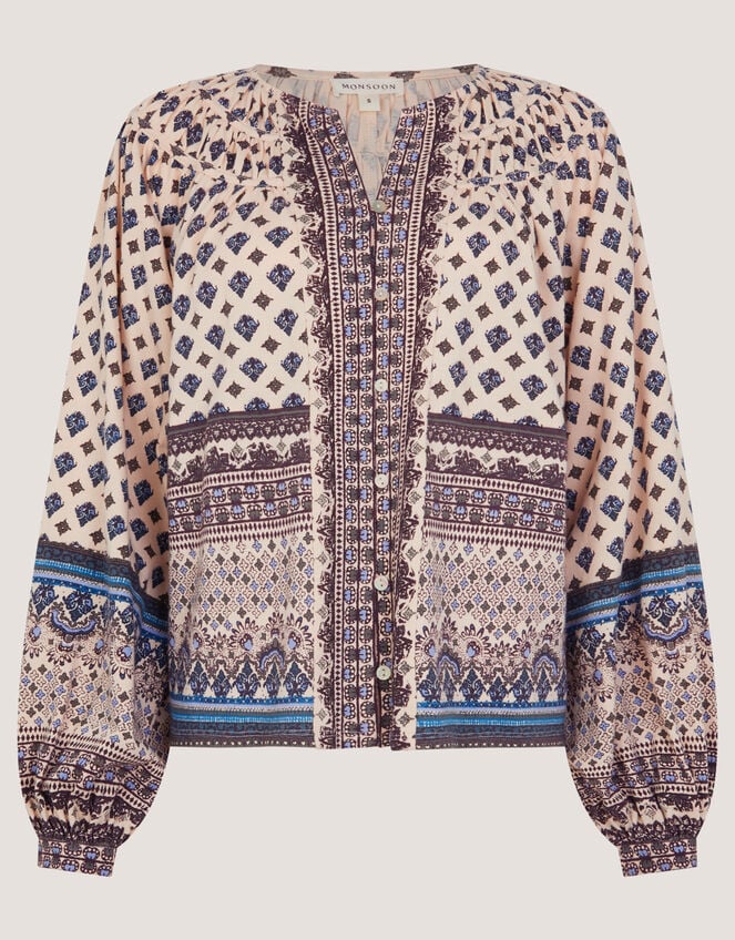 Hern Print Jersey Blouse, Cream (CREAM), large