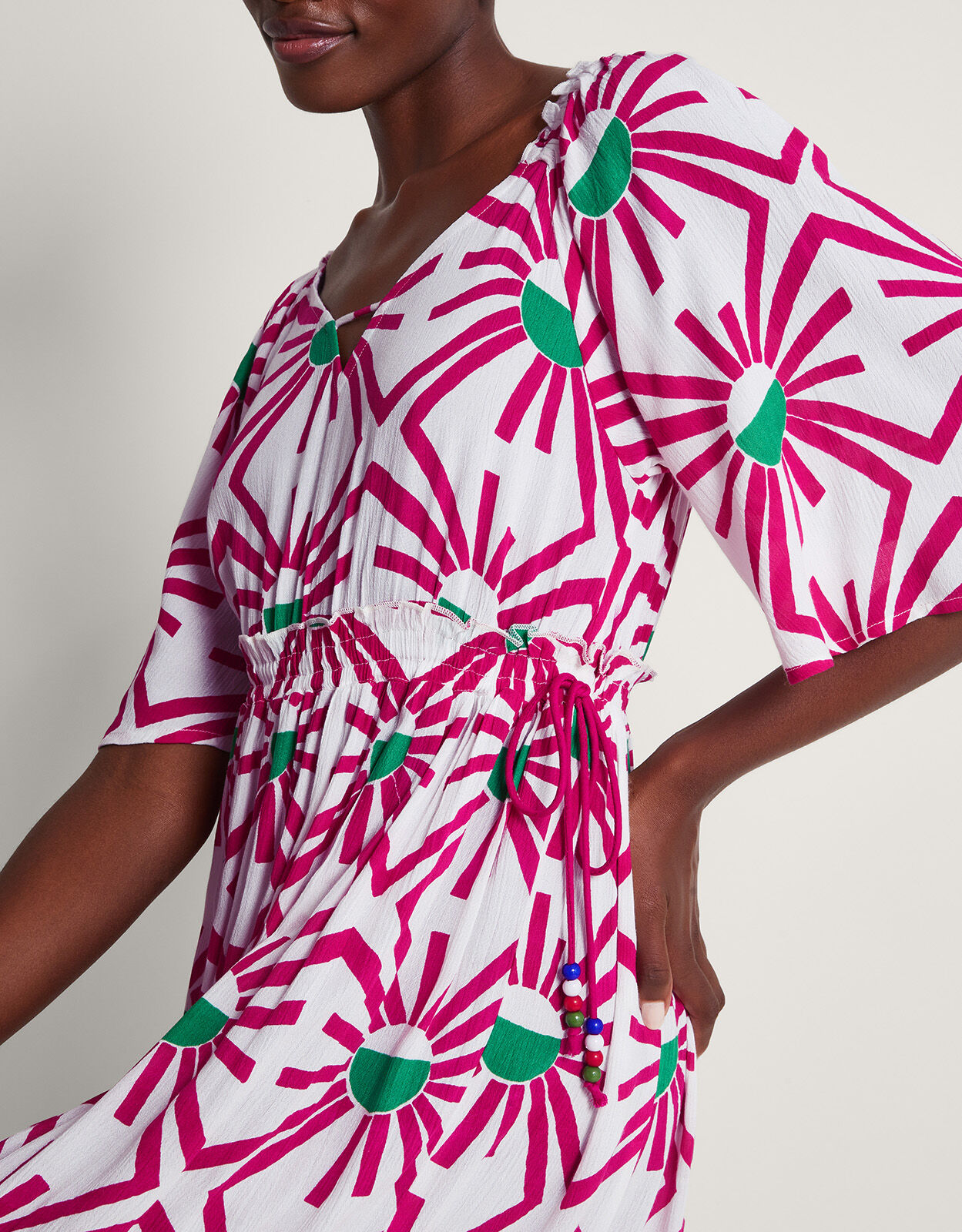 Zamora Geometric Sun Dress Pink