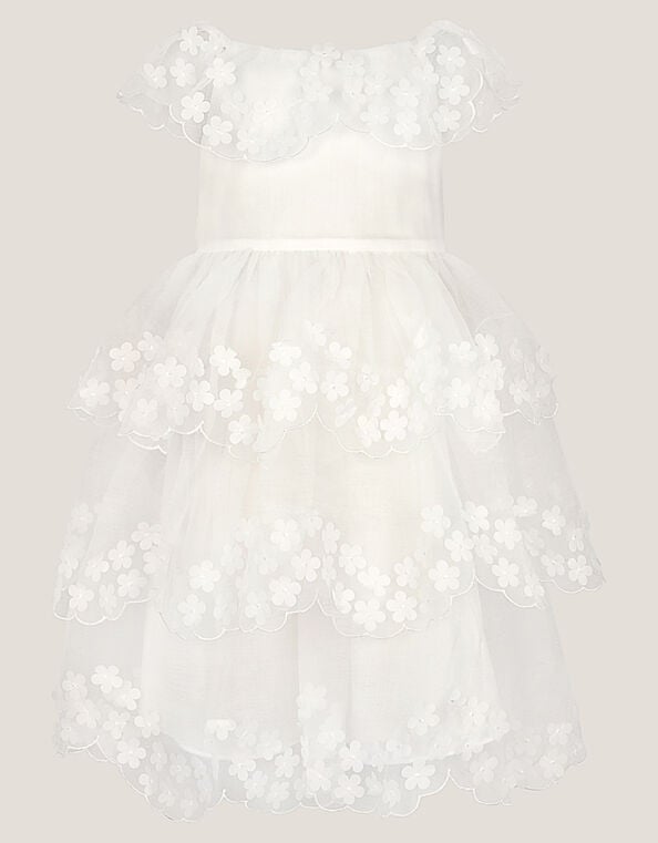 Rebecca Appliqu&eacute; Floral Scallop Dress, Ivory (IVORY), large