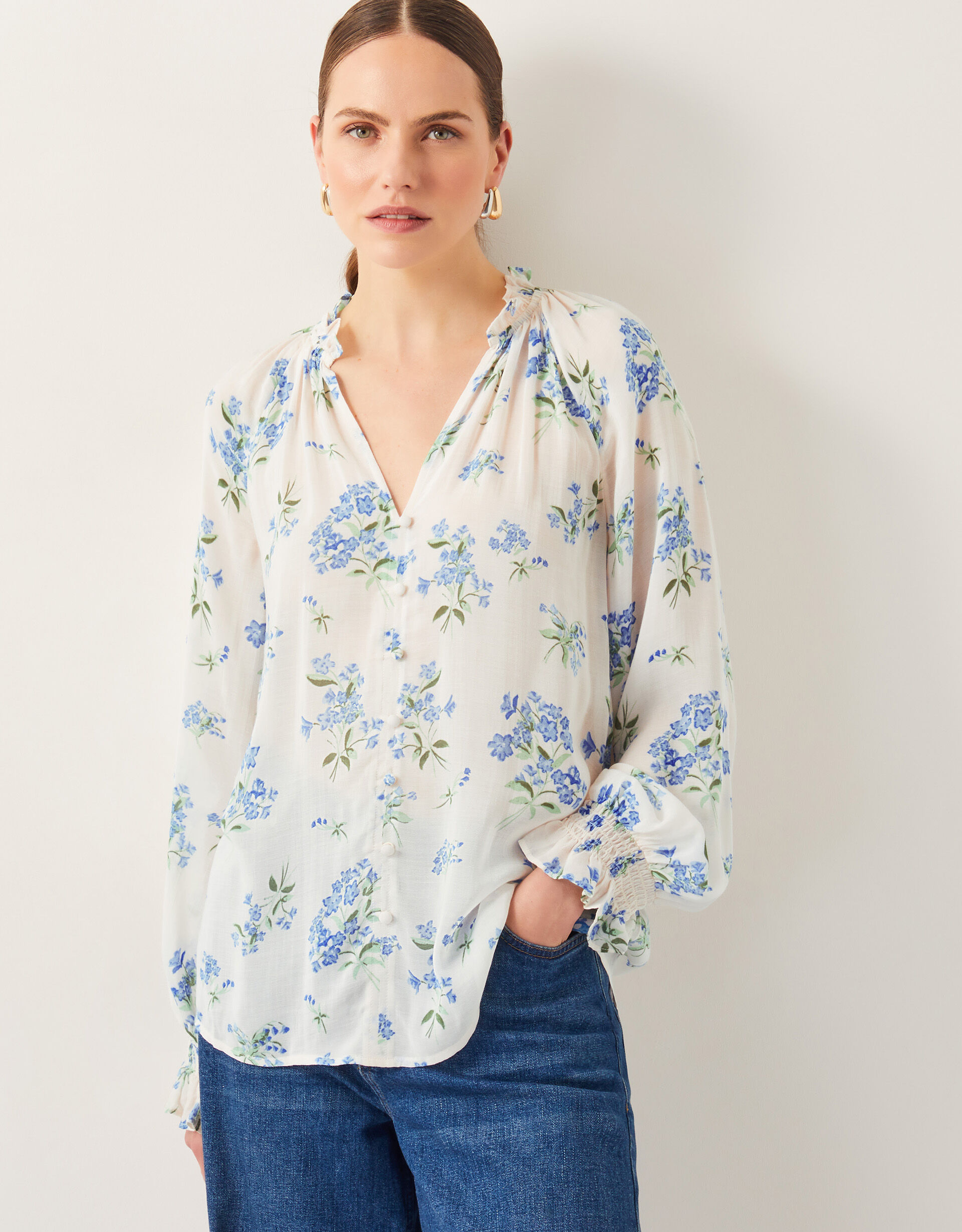 Sarah Sheer Floral Blouse Ivory | Tops & T-shirts | Monsoon UK.