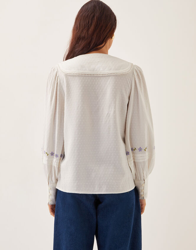 Matilda Floral Embroidered Blouse, Ivory (IVORY), large