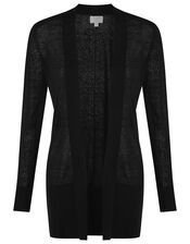 Elinor Exposed Seam Cardigan in Linen Blend, Black (BLACK), large