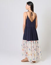 Traffic People Ithaca Tiered Print Maxi Dress, Blue (NAVY), large