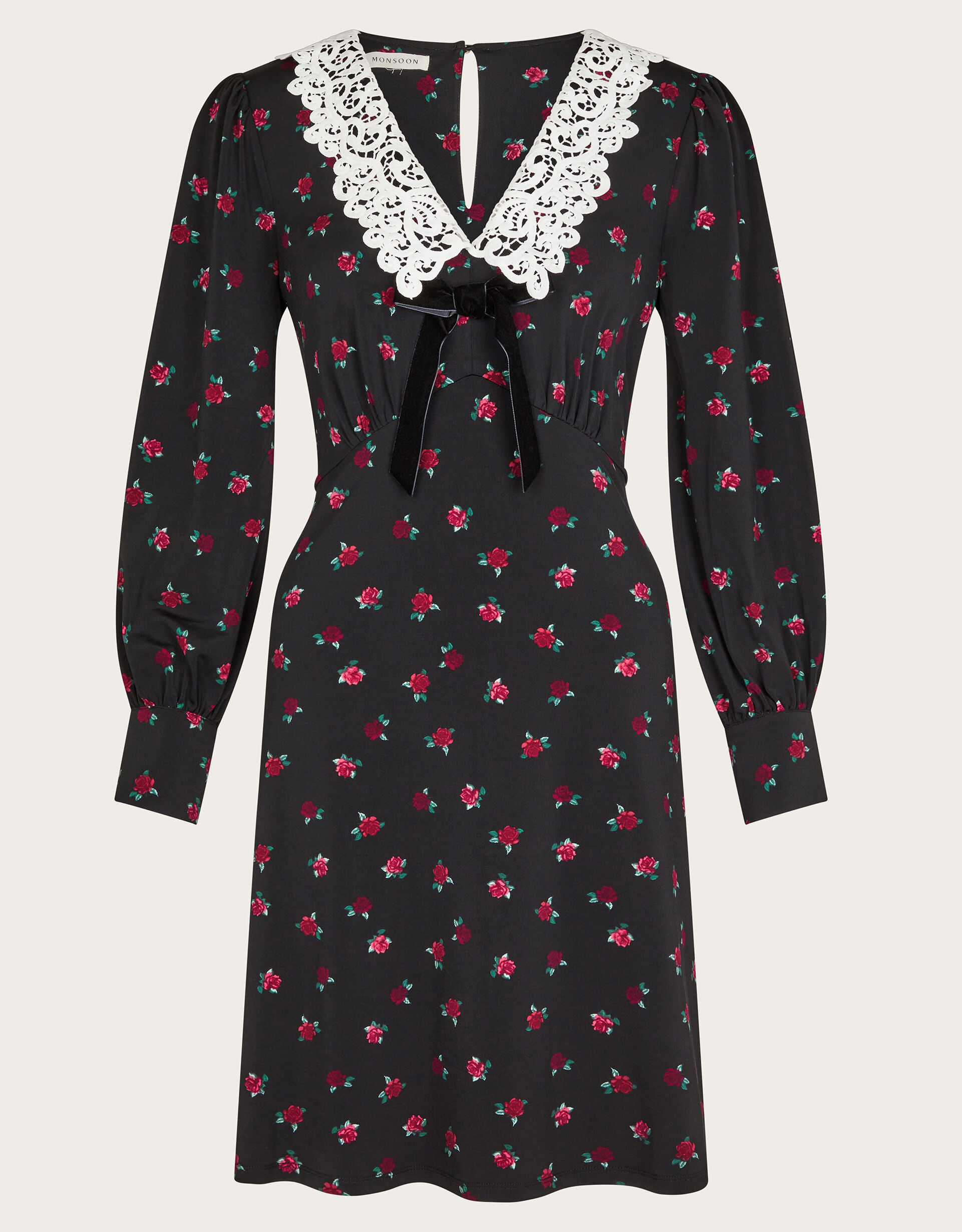 ワンピース Cotton Jersey Embroidered Collar Dress Dion Lace Collar Jersey Dress Black