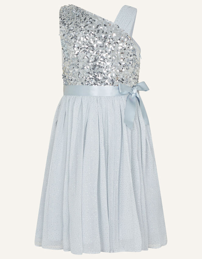 One-Shoulder Sequin Dress , Silver (SILVER), large