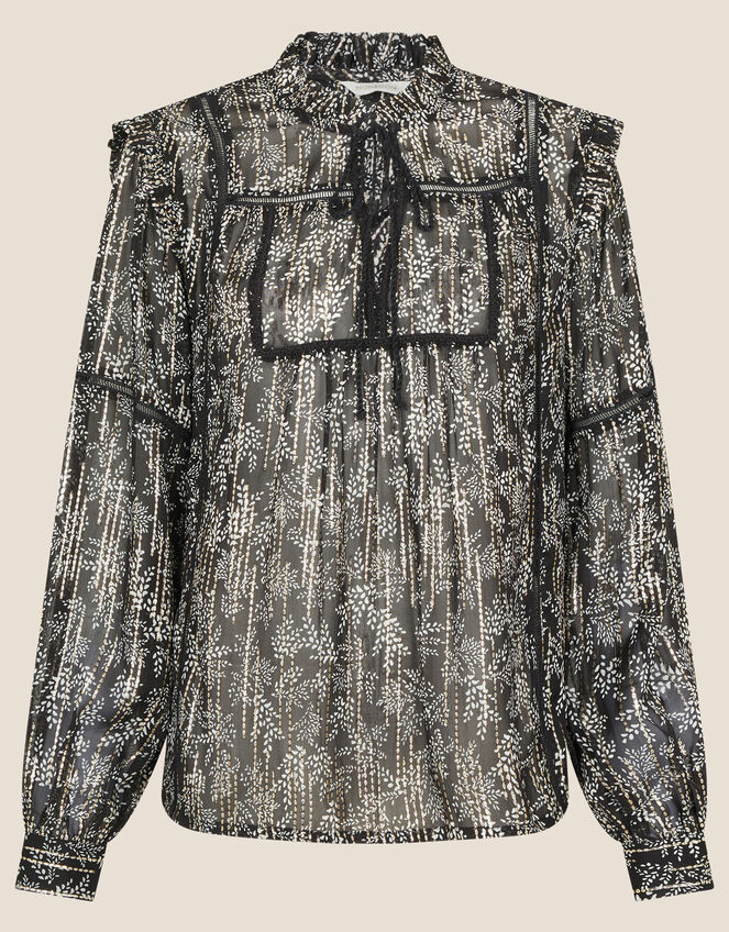 Frida Printed Blouse , Black (BLACK), large