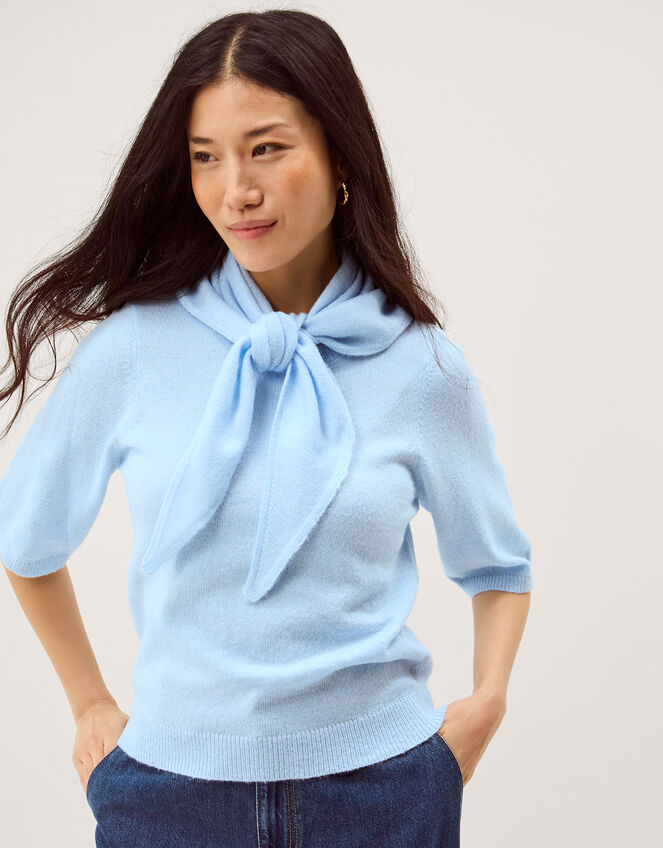 Sadie Scarf Knit Jumper Blue
