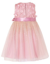 Baby Alison 3D Flower Glitter Dress, Pink (DUSKY PINK), large