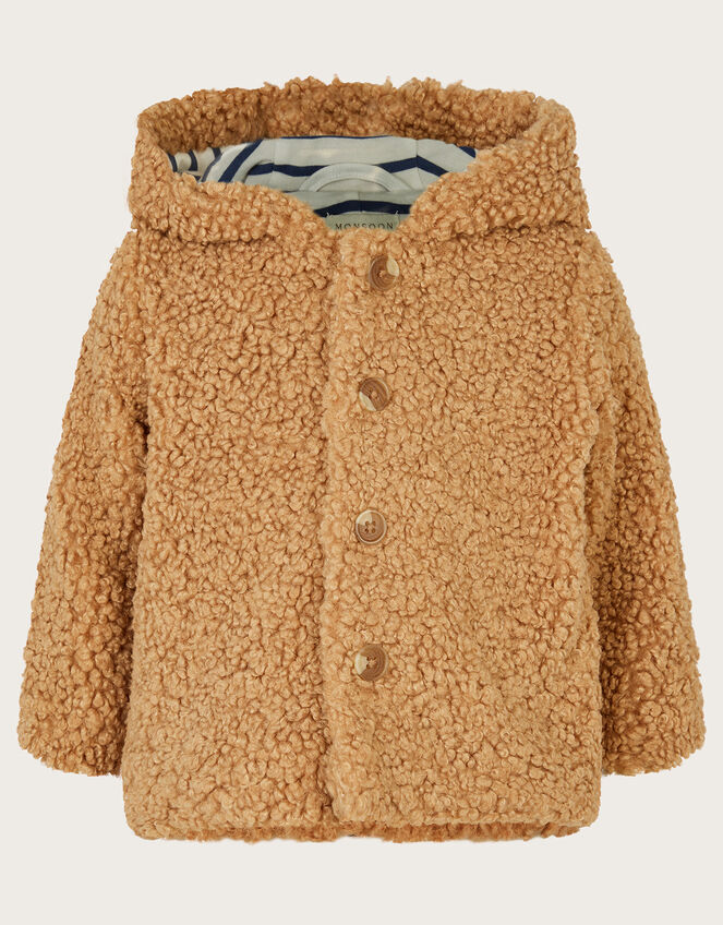 Newborn Teddy Coat, Brown (BROWN), large
