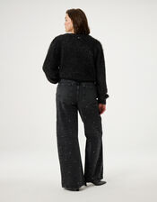Fabienne Chapot Metallic Fluffy Cardigan, Black (BLACK), large