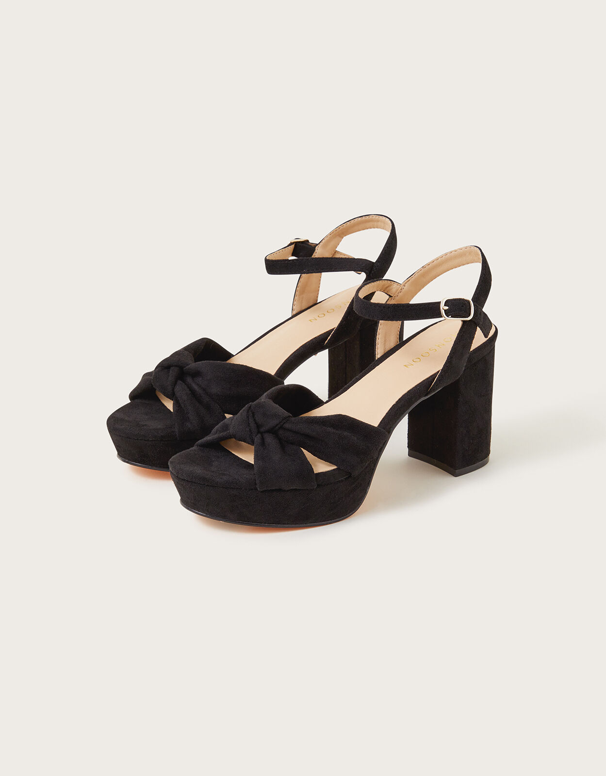Black suede top platform sandals