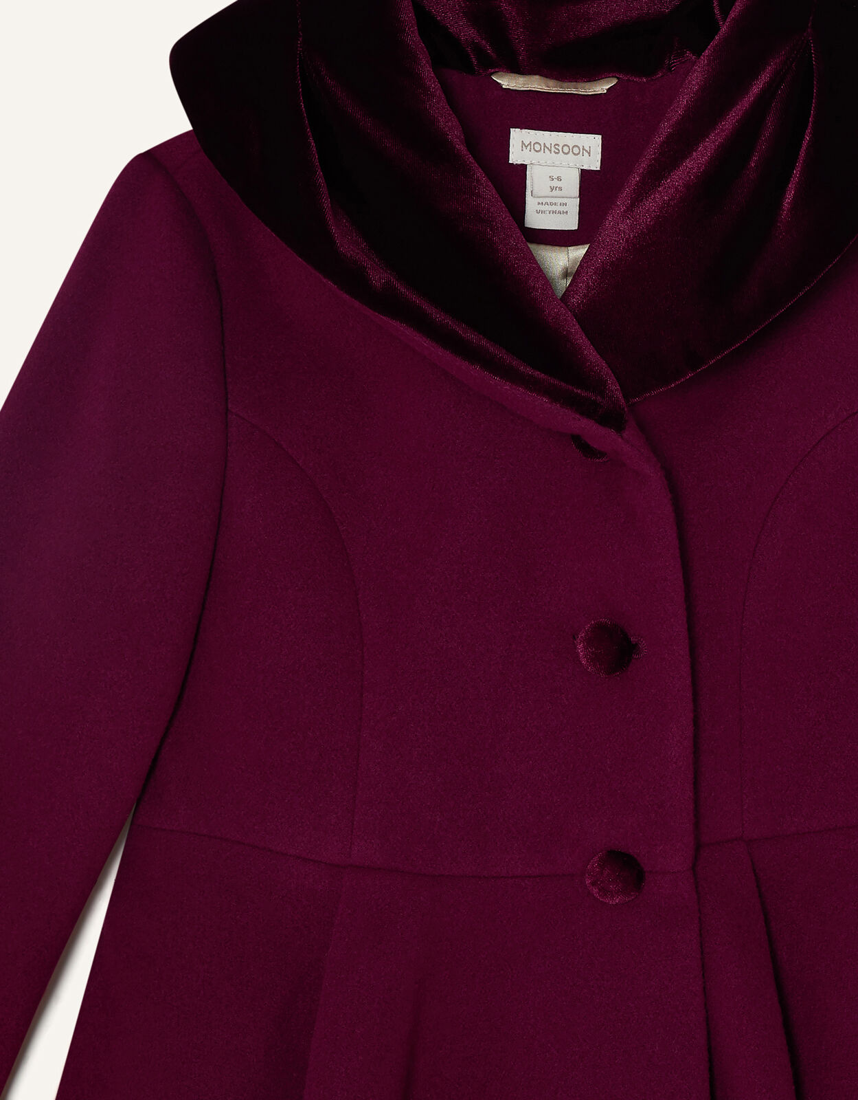 Velvet Shawl Collar Coat with Recycled Polyester Red