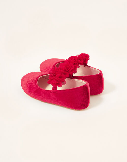 Corsage Velvet Walker Shoes, Red (RED), large