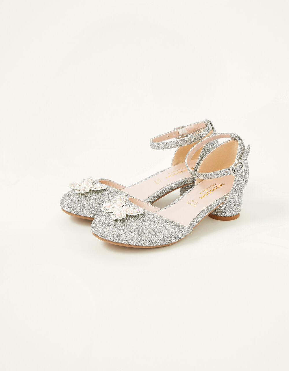 Children Children's Shoes & Sandals | Butterfly Glitter Heels Silver - VF18691