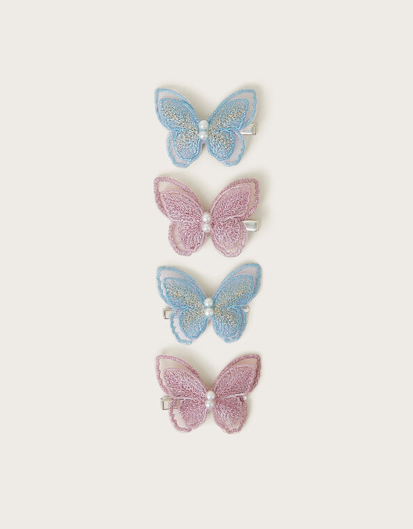 4-Pack Embroidered Butterfly Hair Clips, , large