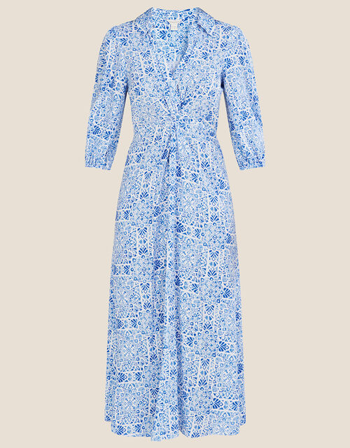 Josephine Geometric Print Midi Dress, Blue (BLUE), large