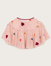 Applique Heart Ruffle Cape, Pink (PINK), large
