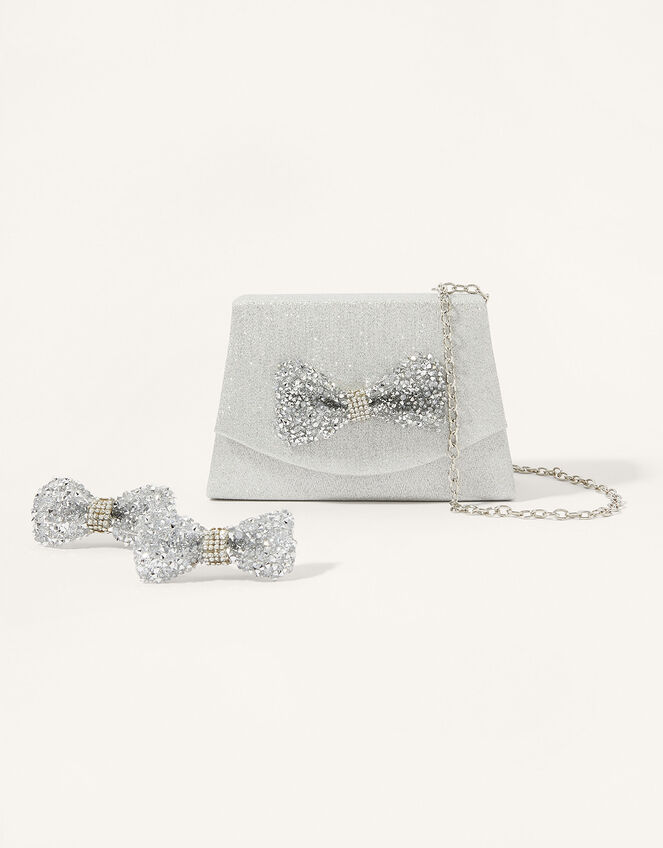 Dazzle Bow Bag and Hair Clip Set, , large