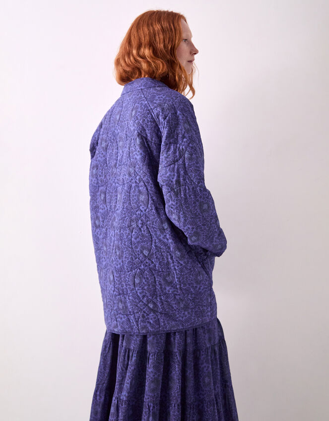 East Emelia Floral Quilted Jacket, Blue (NAVY), large