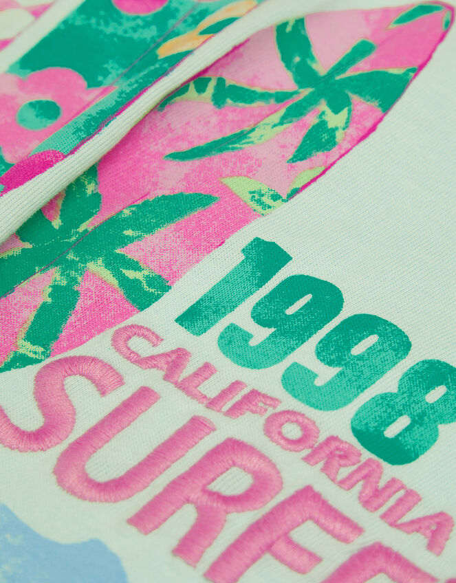 Tie Front Surf Graphic T-Shirt, Green (GREEN), large