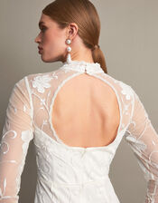 Krystyna Embroidered Short Dress, Ivory (IVORY), large