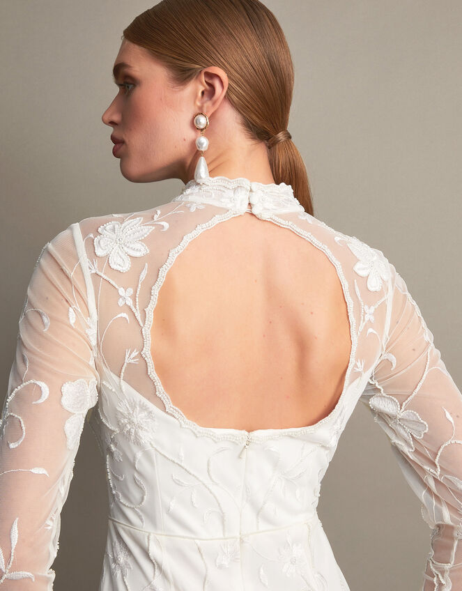 Krystyna Embroidered Short Dress, Ivory (IVORY), large